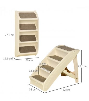 Portable Dog Steps for Bed, Sofa Non-Slip Pet Stairs for Cats, Dogs - Beige