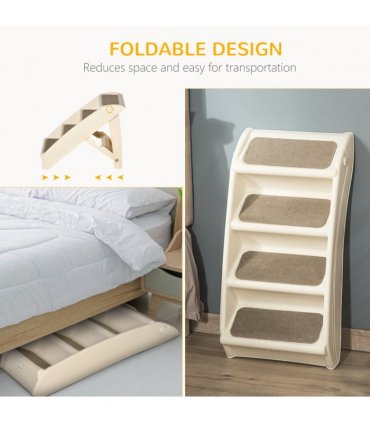 Portable Dog Steps for Bed, Sofa Non-Slip Pet Stairs for Cats, Dogs - Beige