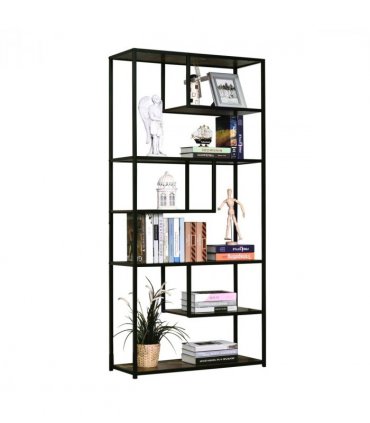 Wood Bookshelf Industrial Style Stand 6-Tier Living Room Display Rack Organiser