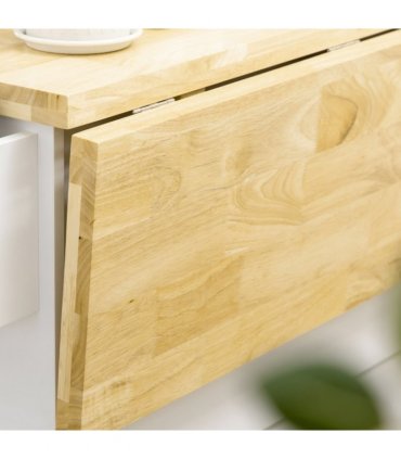 Drop-Leaf Kitchen Island on Wheels Utility Storage Cart with Drawers & Cabinet