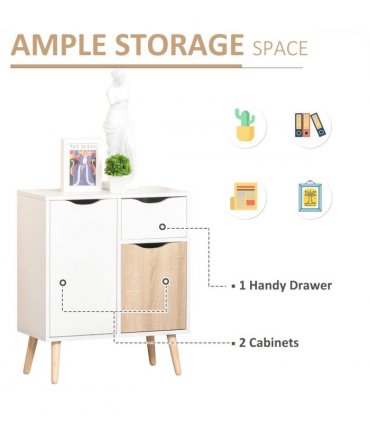 Floor Cabinet Storage Cupboard Sideboard with Drawer for Bedroom, Living Room