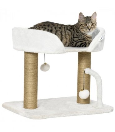 42cm Indoor Cat Tree Kitty Play Tower w/ Toy Balls, Jute Scratching Post
