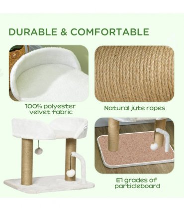 42cm Indoor Cat Tree Kitty Play Tower w/ Toy Balls, Jute Scratching Post