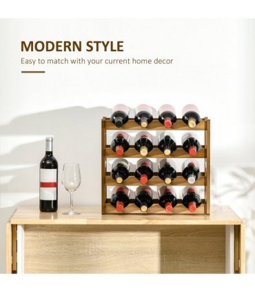 Bamboo Wine Rack 16 Bottles, 4-tier Display Storage Shelves for Countertop