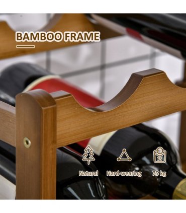 Bamboo Wine Rack 16 Bottles, 4-tier Display Storage Shelves for Countertop