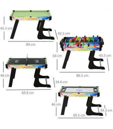 4-in-1 Foldable Game Table Hockey Football Table Tennis & Pool Home Gaming