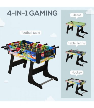 4-in-1 Foldable Game Table Hockey Football Table Tennis & Pool Home Gaming