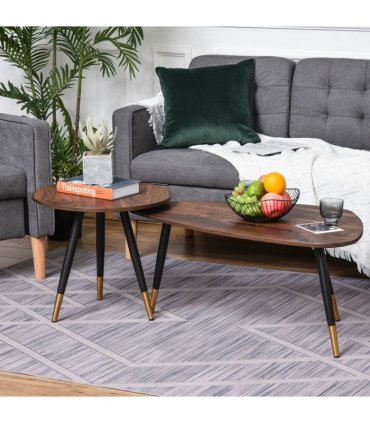 Nesting Coffee Tables Set of 2 Stackable End Tables Sofa Side Desk Home Office