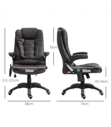 Executive Office Chair with Massage and Heat PU Leather Reclining Chair, Brown