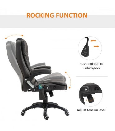 Executive Office Chair with Massage and Heat PU Leather Reclining Chair, Brown