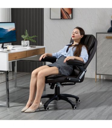 Executive Office Chair with Massage and Heat PU Leather Reclining Chair, Brown