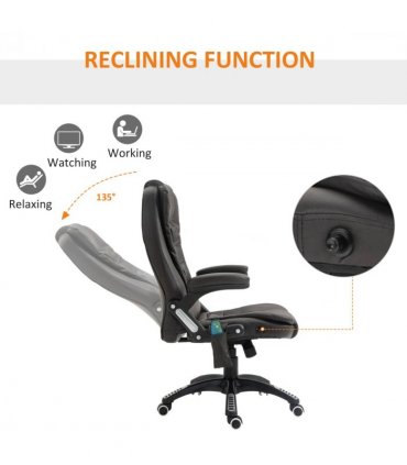 Executive Office Chair with Massage and Heat PU Leather Reclining Chair, Brown