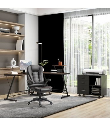 Executive Office Chair with Massage and Heat PU Leather Reclining Chair, Brown