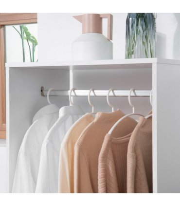 Open Wardrobe Clothes Rail Bedroom Clothes Storage w/ Hanging Rod Shelves White