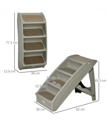 Portable Dog Steps for Bed, Sofa Non-Slip Pet Stairs for Cats, Dogs - Grey