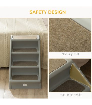 Portable Dog Steps for Bed, Sofa Non-Slip Pet Stairs for Cats, Dogs - Grey