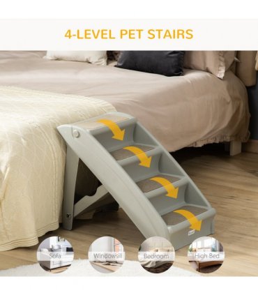 Portable Dog Steps for Bed, Sofa Non-Slip Pet Stairs for Cats, Dogs - Grey