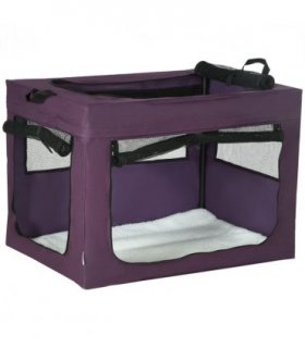Mesh Purple 80cm Foldable Pet Carrier Cat Bag w/ Cushion, Small, Medium Dogs