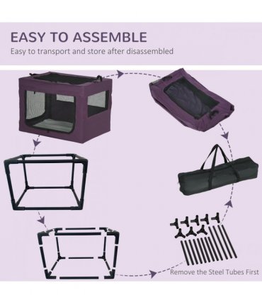 Mesh Purple 80cm Foldable Pet Carrier Cat Bag w/ Cushion, Small, Medium Dogs