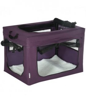 Mesh Purple 60cm Foldable Pet Carrier Cat Bag w/ Cushion for Miniature Dogs