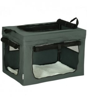 60cm Foldable Pet Carrier Cat Bag w/ Cushion for Cats and Miniature Dogs - Grey