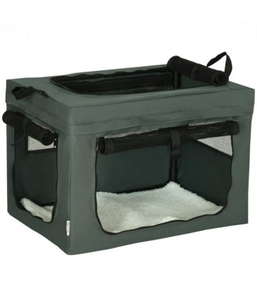 60cm Foldable Pet Carrier Cat Bag w/ Cushion for Cats and Miniature Dogs - Grey