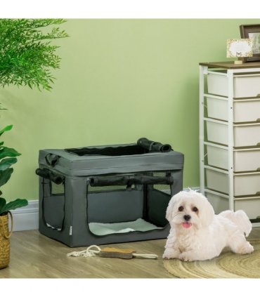 60cm Foldable Pet Carrier Cat Bag w/ Cushion for Cats and Miniature Dogs - Grey