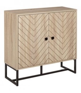 Embossed Arrow Storage Cabinet w/ Adjustable Shelf Metal Frame Handles Stylish