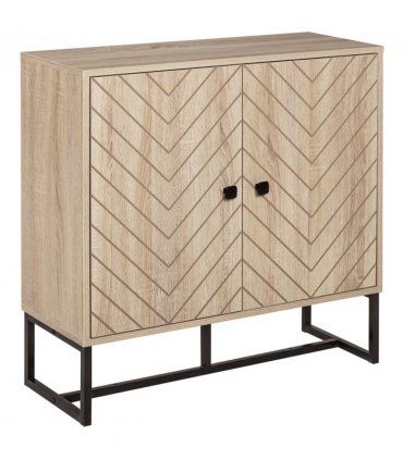Embossed Arrow Storage Cabinet w/ Adjustable Shelf Metal Frame Handles Stylish