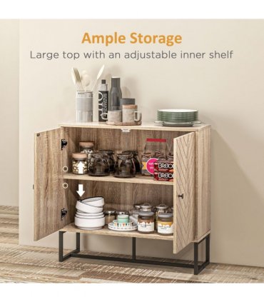 Embossed Arrow Storage Cabinet w/ Adjustable Shelf Metal Frame Handles Stylish