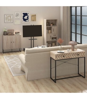 Embossed Arrow Storage Cabinet w/ Adjustable Shelf Metal Frame Handles Stylish