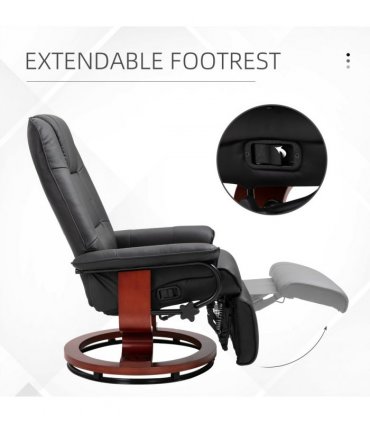 Ergonomic Recliner Sofa Chair PU Leather Armchair Lounger with Footrest, Black
