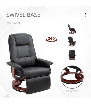 Ergonomic Recliner Sofa Chair PU Leather Armchair Lounger with Footrest, Black