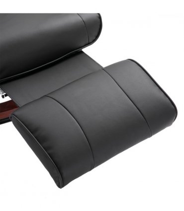 Ergonomic Recliner Sofa Chair PU Leather Armchair Lounger with Footrest, Black