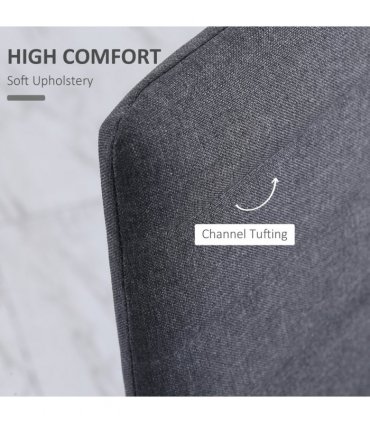 High Back Dining Chairs Upholstered Linen-Touch Fabric Grey 97H x 41W x 50Dcm