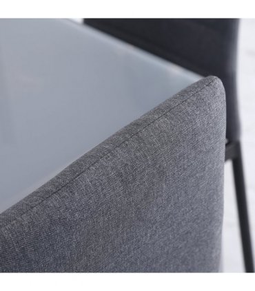 High Back Dining Chairs Upholstered Linen-Touch Fabric Grey 97H x 41W x 50Dcm