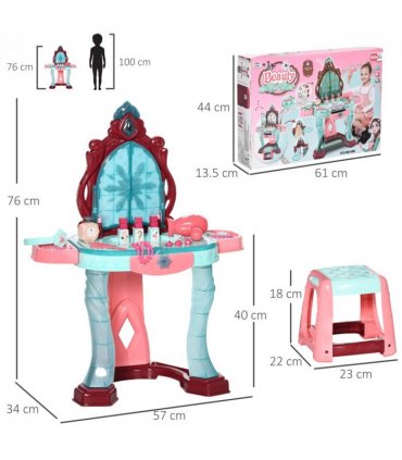 31 Piece Kids Dressing Table w/ Magical Princess Mirror, Light and Music