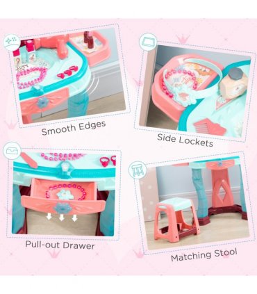 31 Piece Kids Dressing Table w/ Magical Princess Mirror, Light and Music