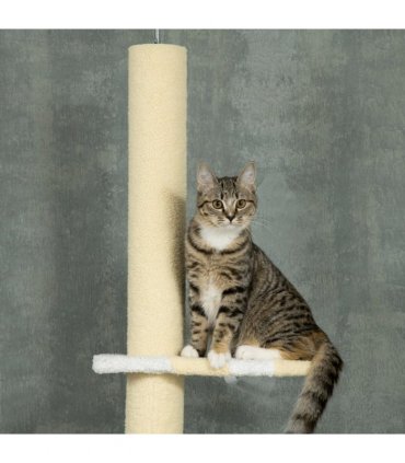 260cm Height Adjustable Floor-To-Ceiling Cat Tree w/ Anti-Slip Kit - Yellow