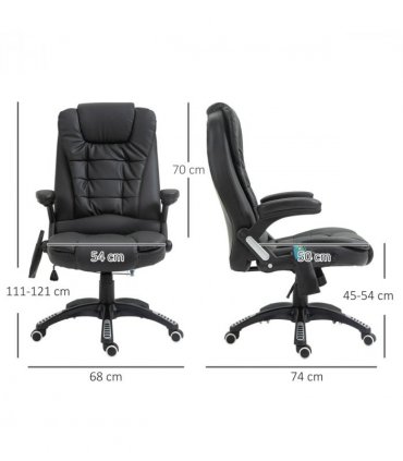 Executive Office Chair with Massage and Heat PU Leather Reclining Chair, Black