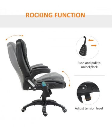 Executive Office Chair with Massage and Heat PU Leather Reclining Chair, Black
