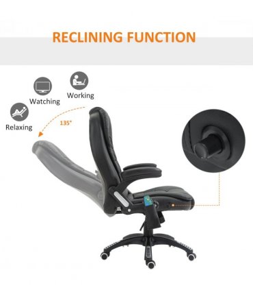 Executive Office Chair with Massage and Heat PU Leather Reclining Chair, Black