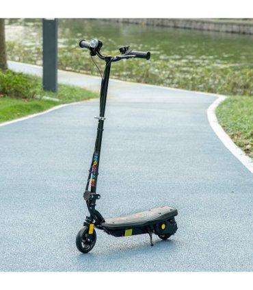 Electric Scooter Folding E-Scooter w/ LED Headlight, Ages 7-14, Black, 93-105cm
