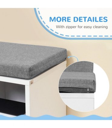 Bookshelf 2 Tier Modern Bookshelf w/ Removable Cushions White 108W x 30D x 60H