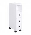 Bathroom Storage Unit Slimline 2 Drawers 2 Open Compartments Wheels White