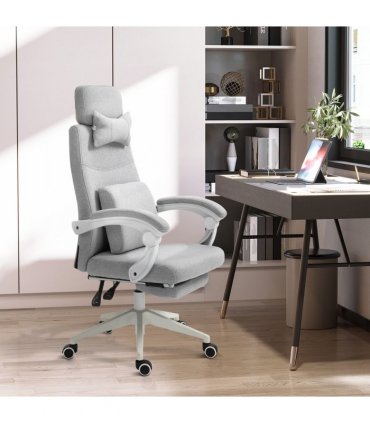 Ergonomic Home Office Chair 360 Swivel with Footrest Height Adjustable Grey
