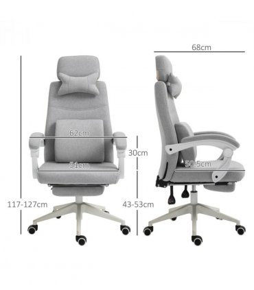 Ergonomic Home Office Chair 360 Swivel with Footrest Height Adjustable Grey