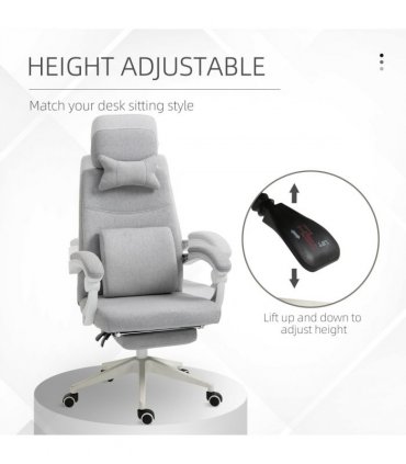 Ergonomic Home Office Chair 360 Swivel with Footrest Height Adjustable Grey