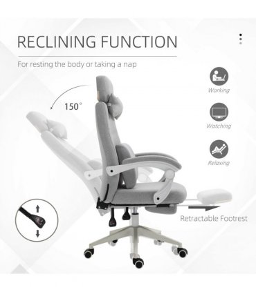 Ergonomic Home Office Chair 360 Swivel with Footrest Height Adjustable Grey
