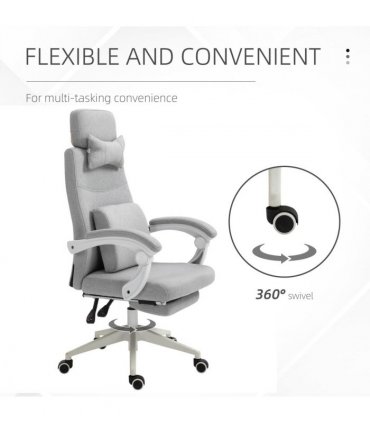 Ergonomic Home Office Chair 360 Swivel with Footrest Height Adjustable Grey